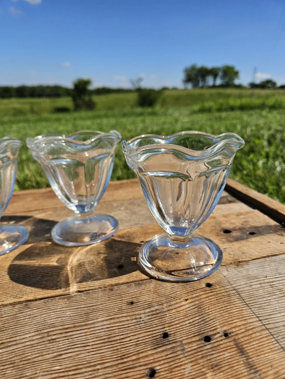 Vintage Retro MCM Anchor Hocking Tulip Glass Ice Cream Sundae Dessert Cups Set 4